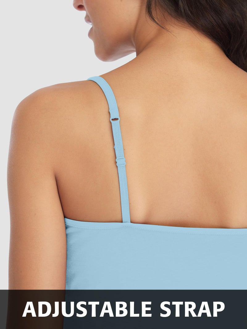 ATTRACO Ladies Cotton Camisole Bra Tank Tops Adjustable Strap Pack Blue Black XL - Image 2